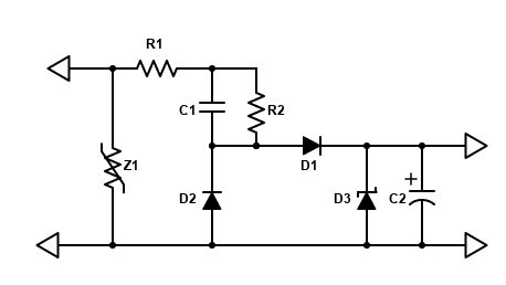 A basic capacitive dropper power supply.